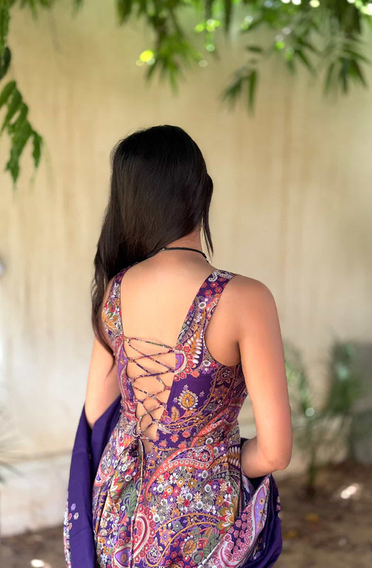 Purple Elara modal silk suit