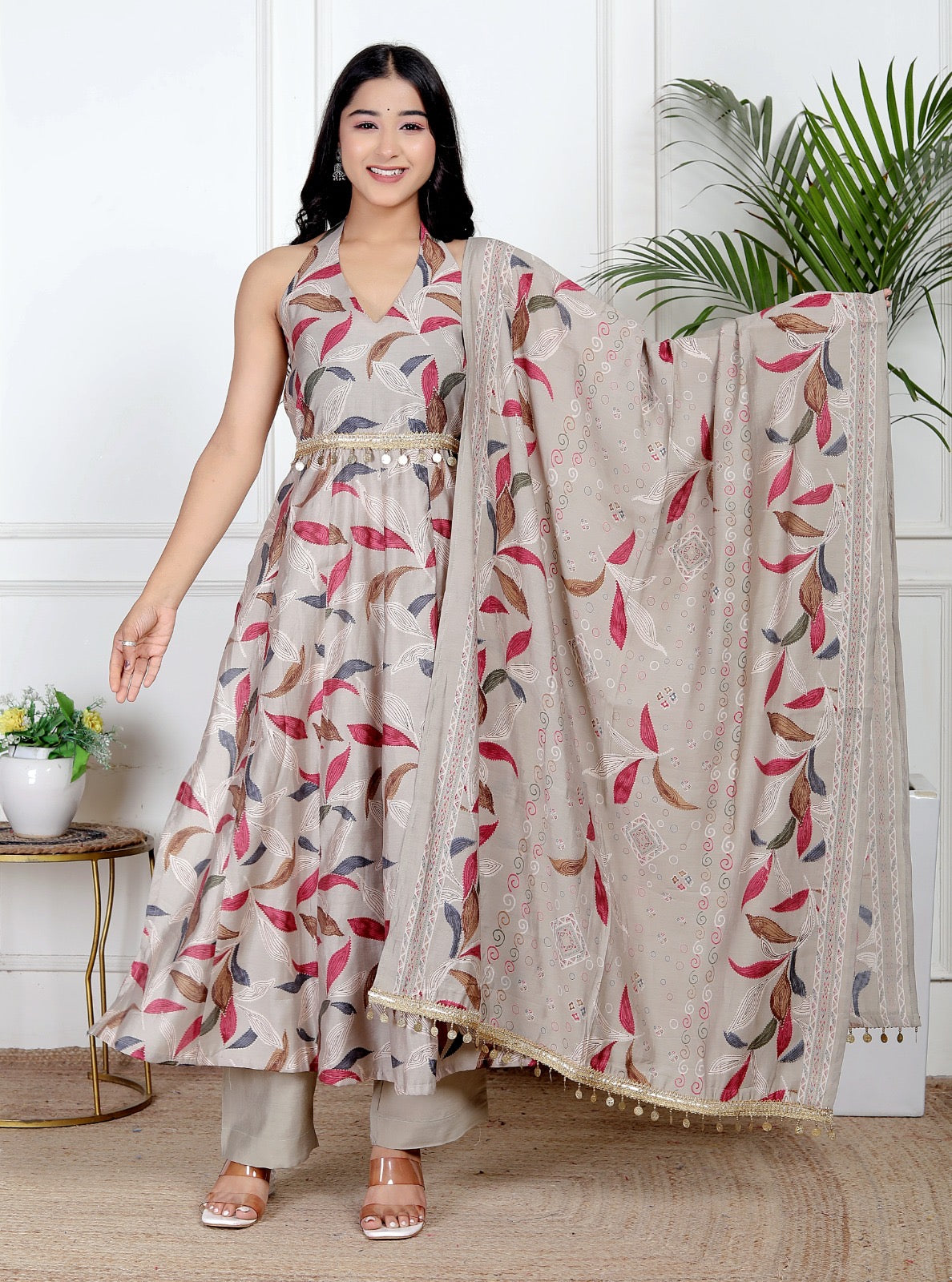 Grey charm modal silk set