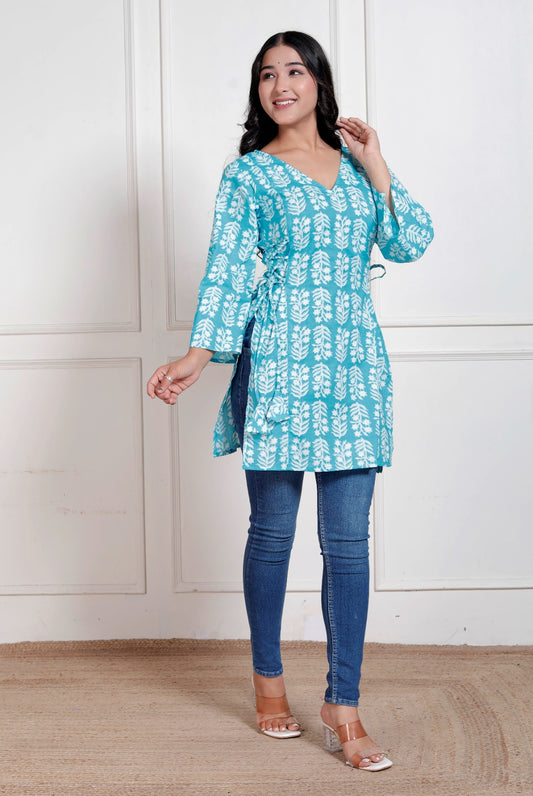 Firozi side corset kurti