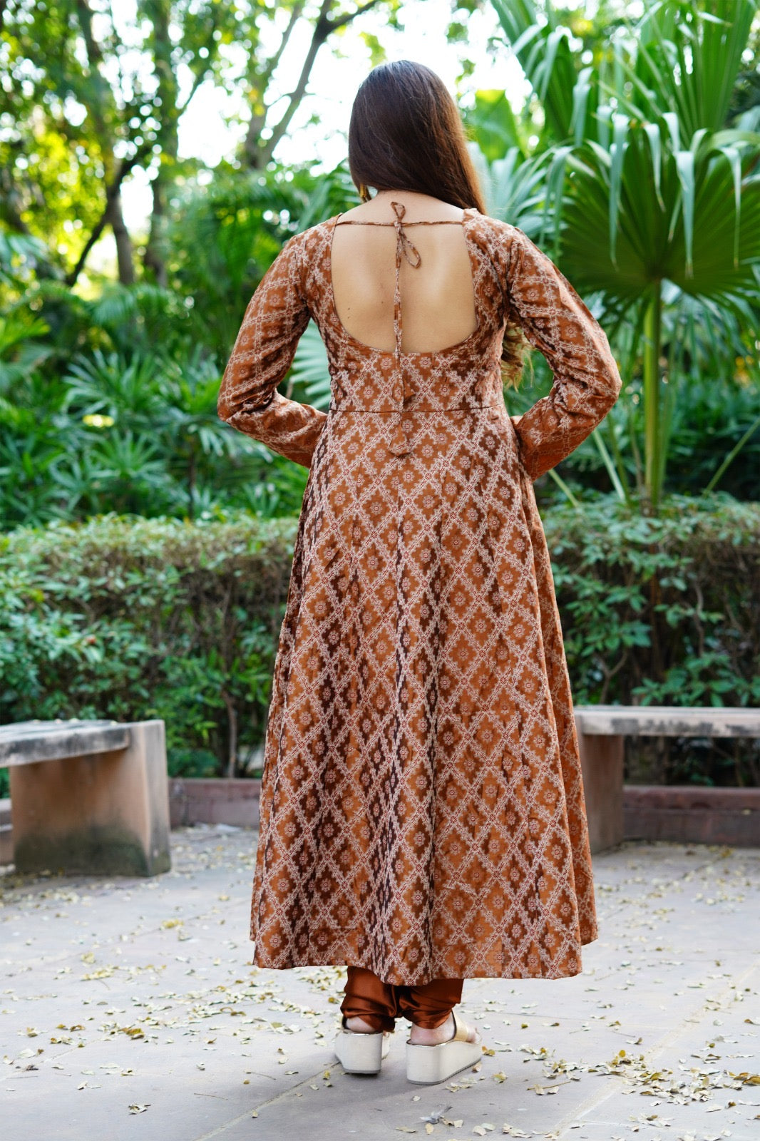 Double shade brown Banarasi Anarkali -3 pc set