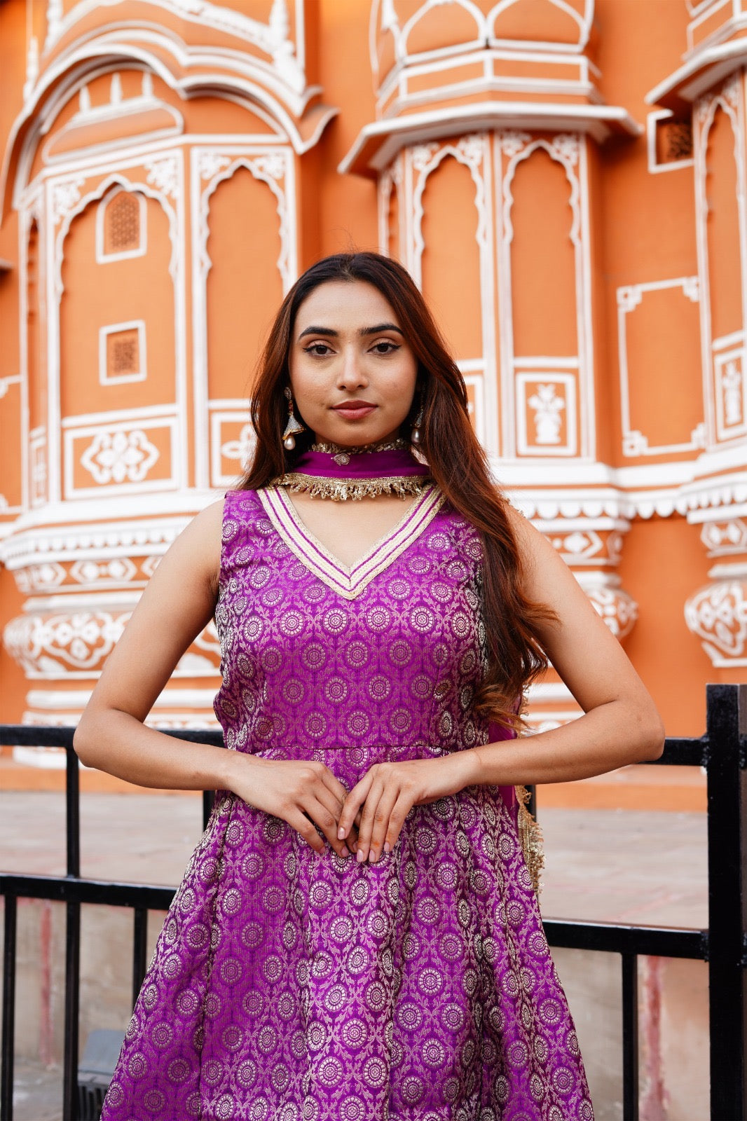 Royal Orchid Banarasi Anarkali Set
