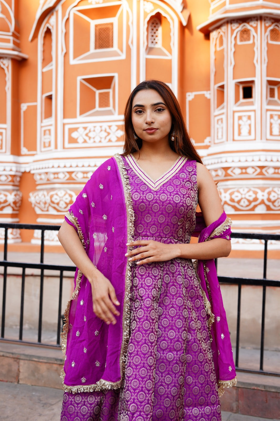 Royal Orchid Banarasi Anarkali Set