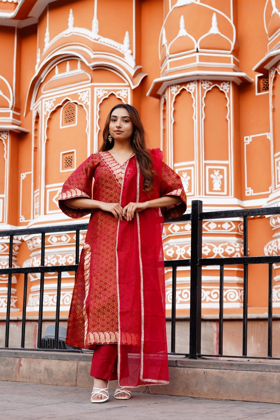 Aabha Maroon Banarasi -3 pc suit set