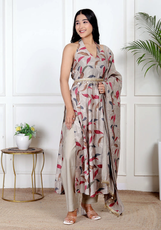 Grey charm modal silk set