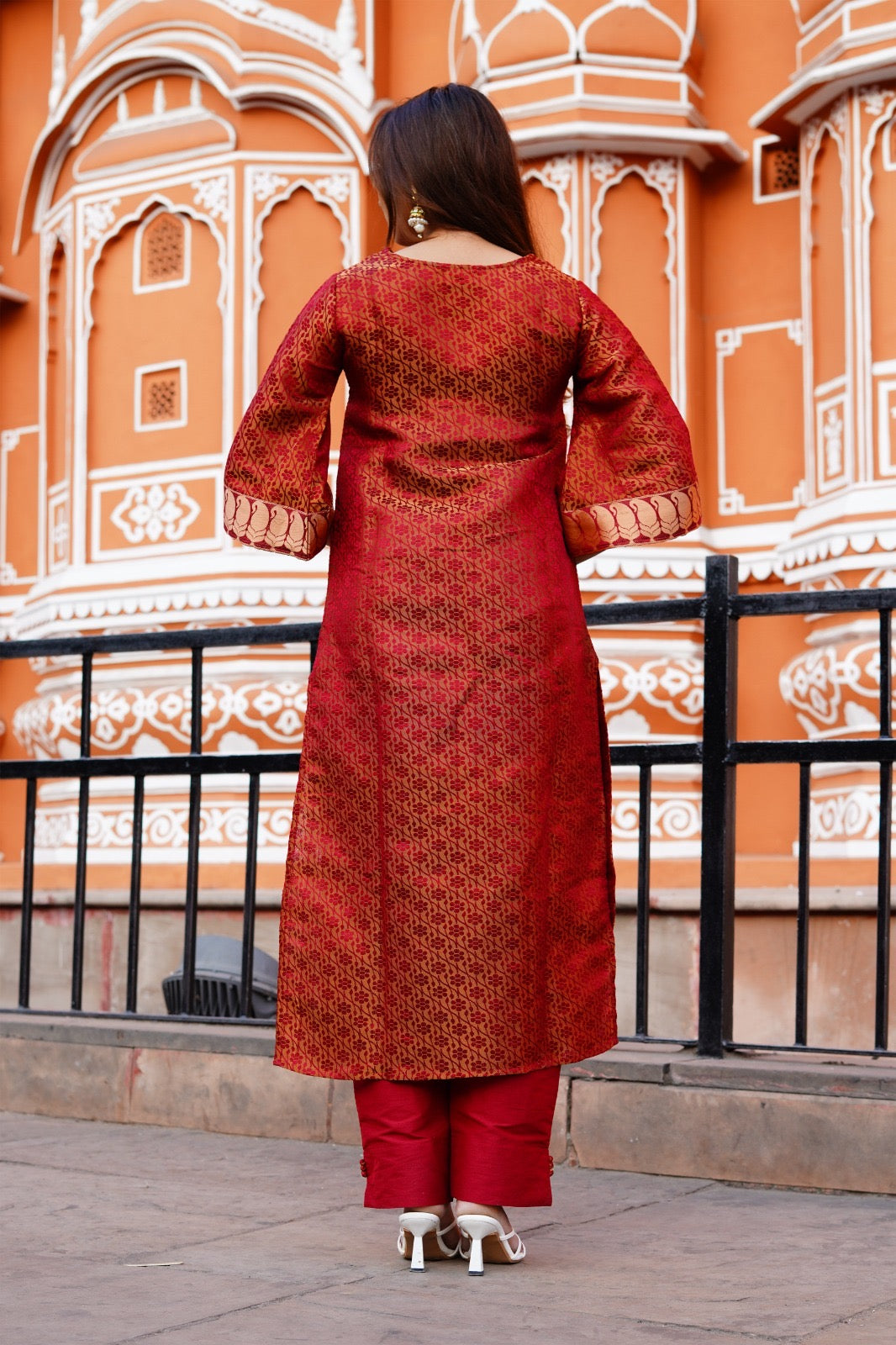 Aabha Maroon Banarasi -3 pc suit set