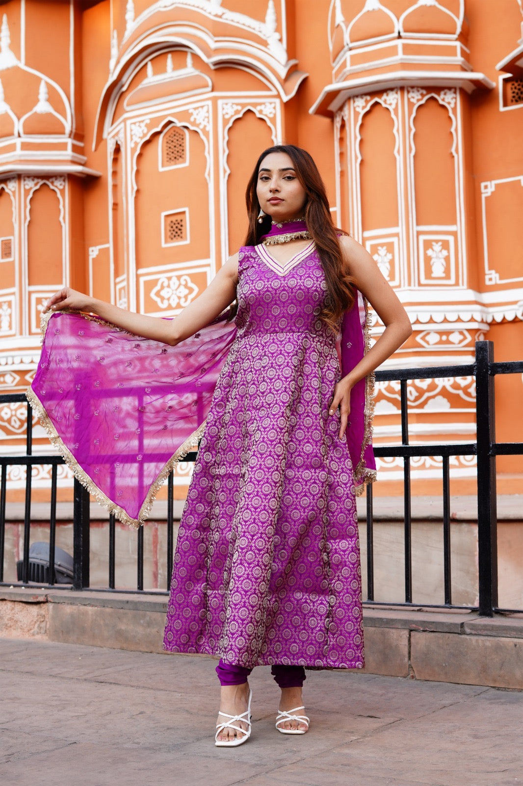 Royal Orchid Banarasi Anarkali Set
