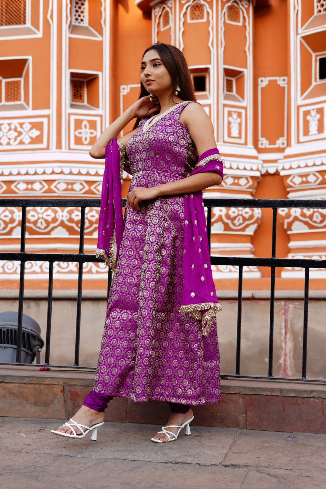 Royal Orchid Banarasi Anarkali Set