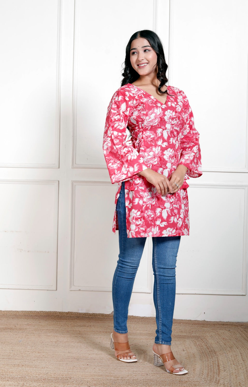 Side Corset Gulaabi kurti