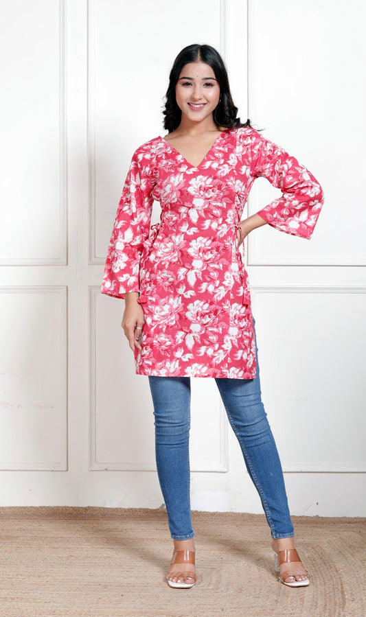 Side Corset Gulaabi kurti