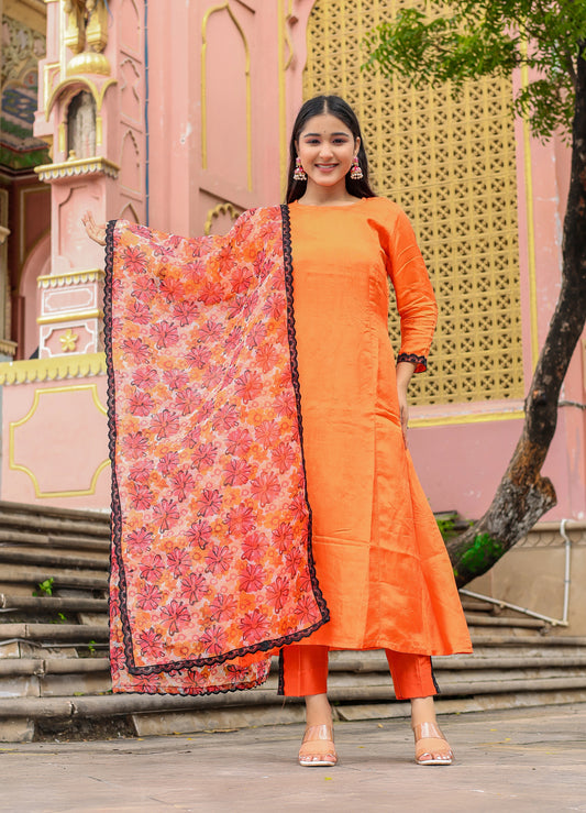 Narangi Charm Modal Silk Set