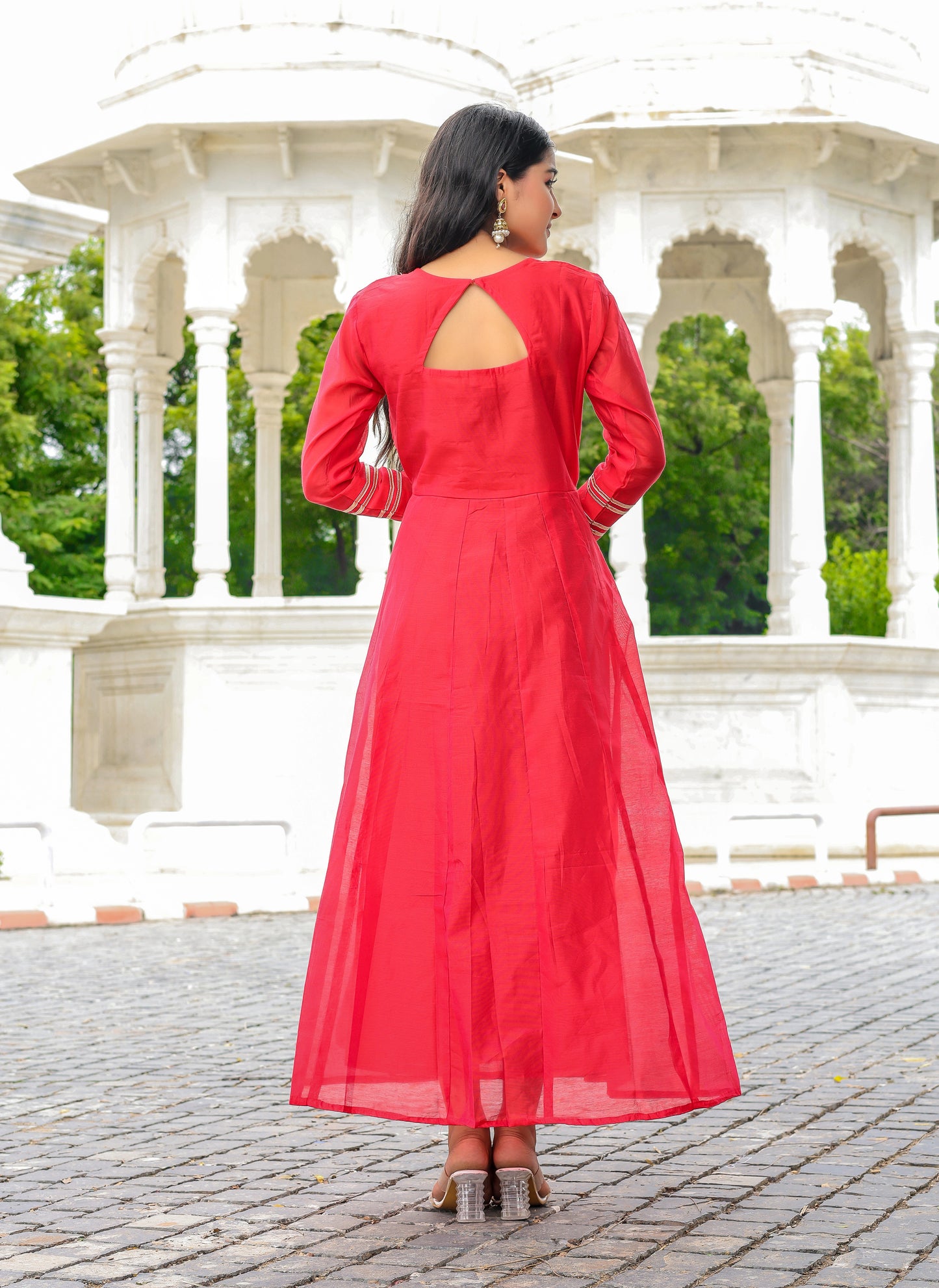 Sindoori Adaa – Chanderi Silk Anarkali Set