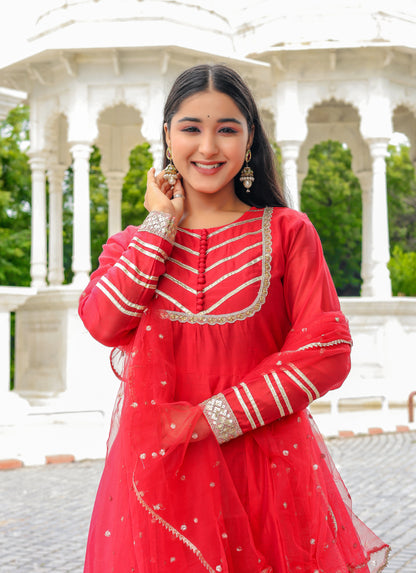 Sindoori Adaa – Chanderi Silk Anarkali Set