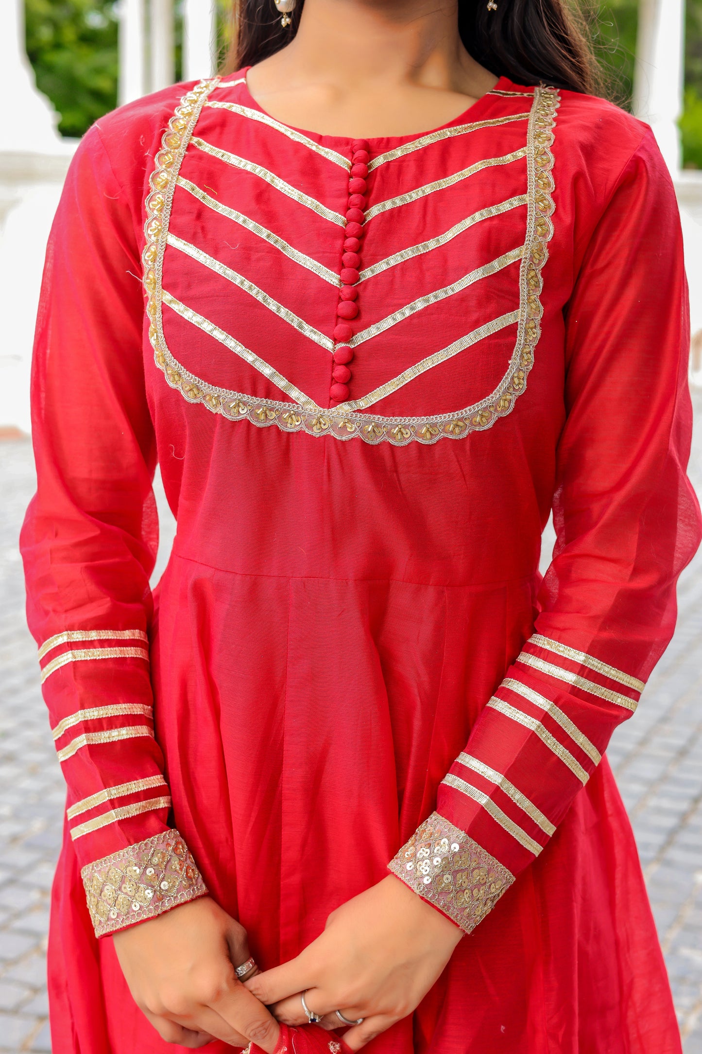 Sindoori Adaa – Chanderi Silk Anarkali Set