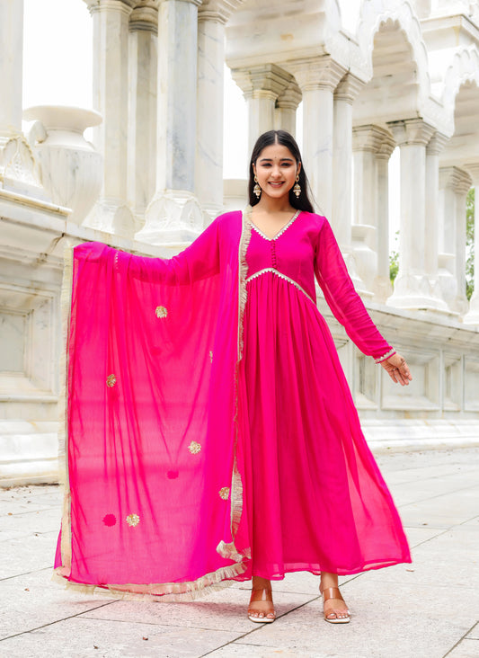 Gulabi Kiran – Chiffon Anarkali Set