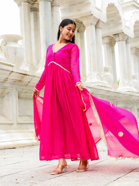 Gulabi Kiran – Chiffon Anarkali Set