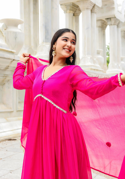 Gulabi Kiran – Chiffon Anarkali Set