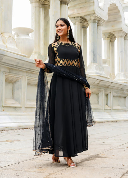 Midnight Noir – Georgette Anarkali Set