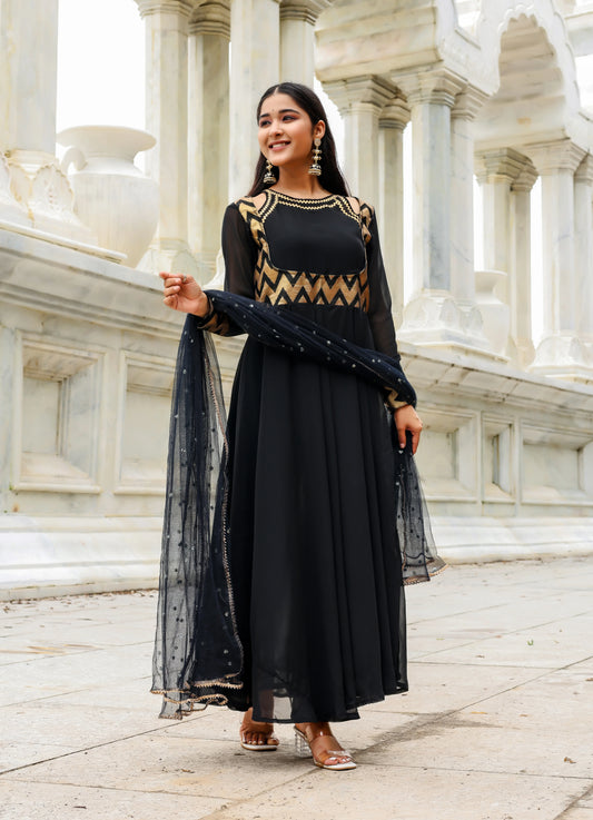 Midnight Noir – Georgette Anarkali Set