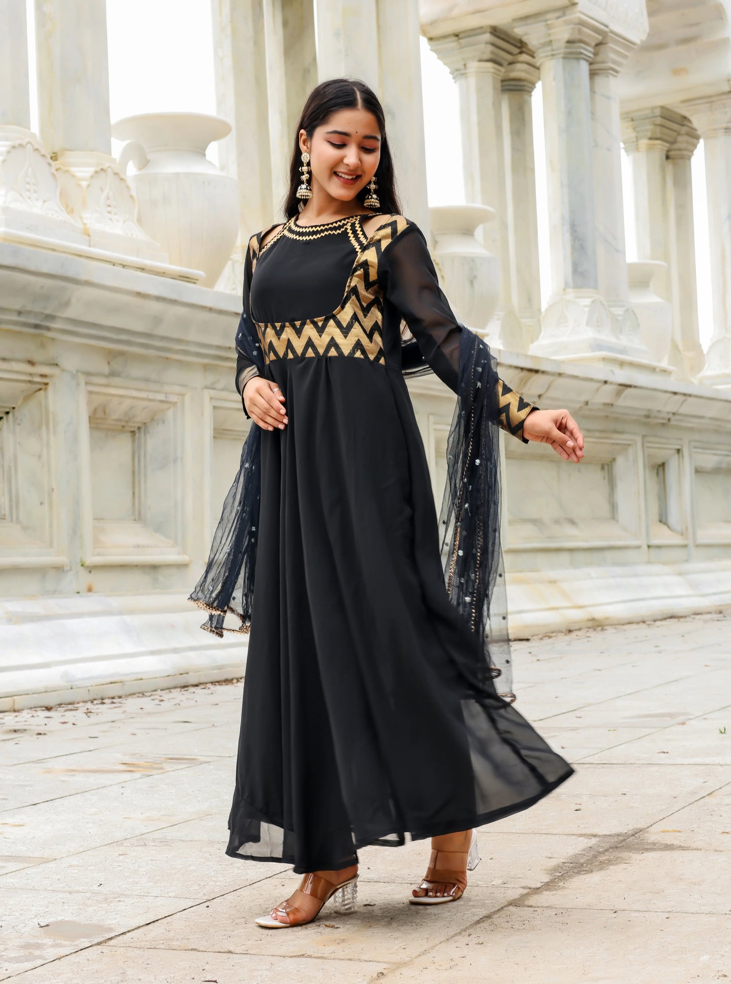 Midnight Noir – Georgette Anarkali Set