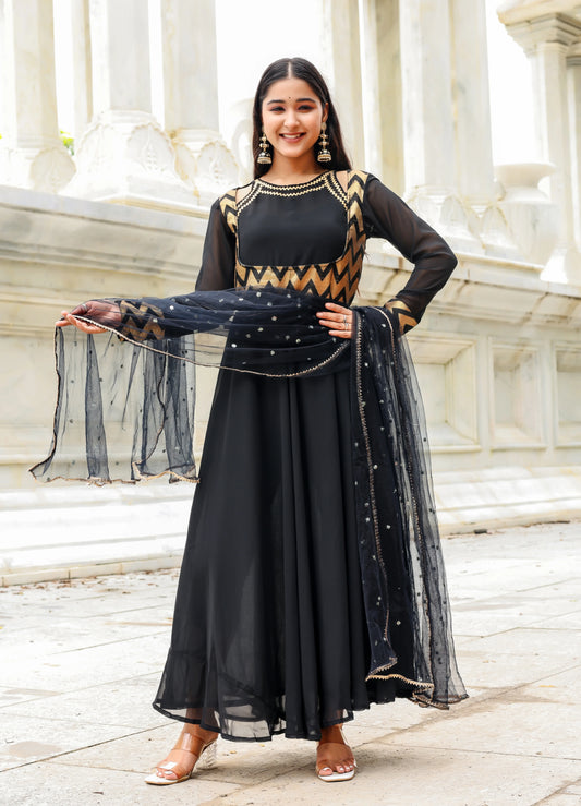 Midnight Noir – Georgette Anarkali Set