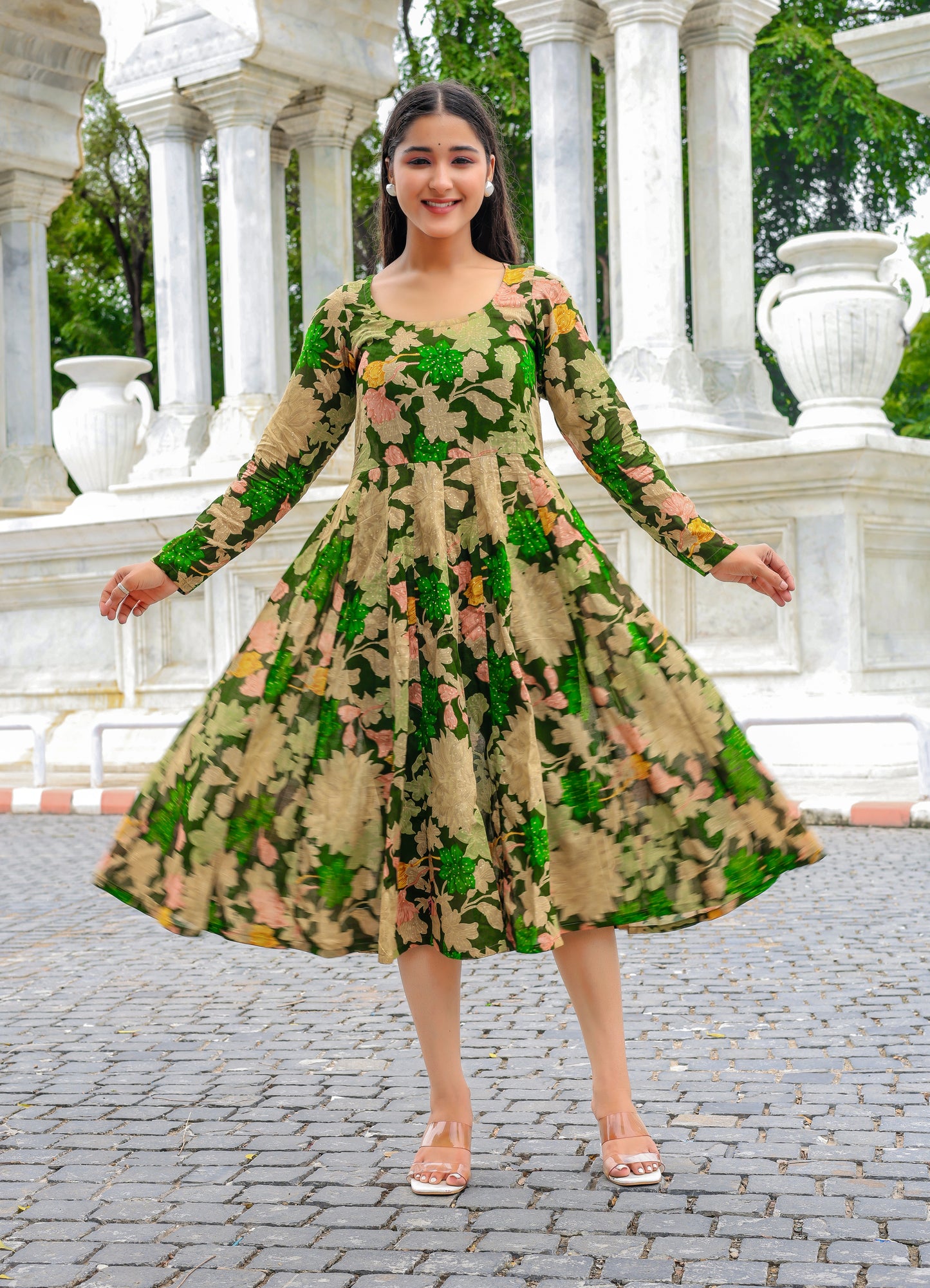 Evergreen Elegance Modal Silk Dress