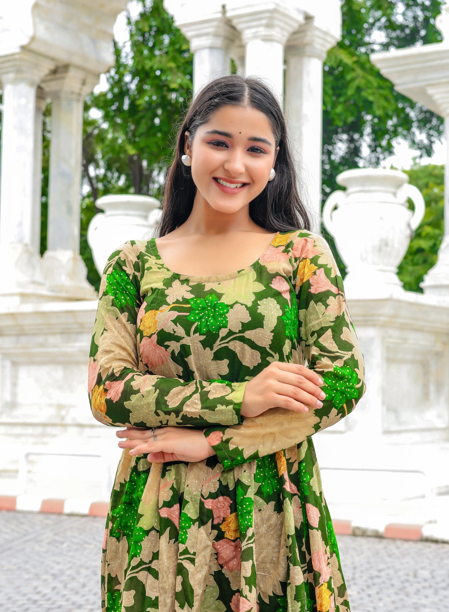 Evergreen Elegance Modal Silk Dress