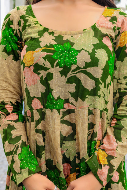 Evergreen Elegance Modal Silk Dress