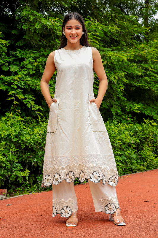 Ivory Bloom Cotton Slub Set