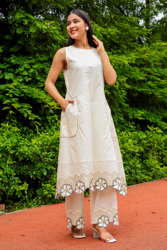 Ivory Bloom Cotton Slub Set