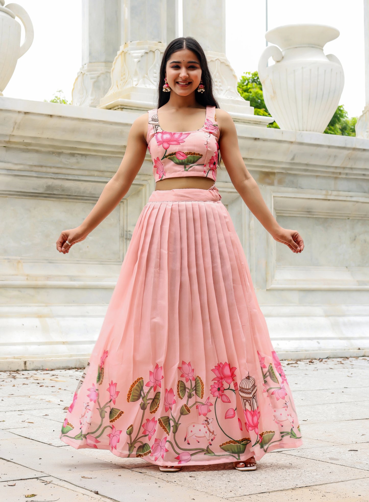 Lotus Bloom Chanderi Lehenga Set