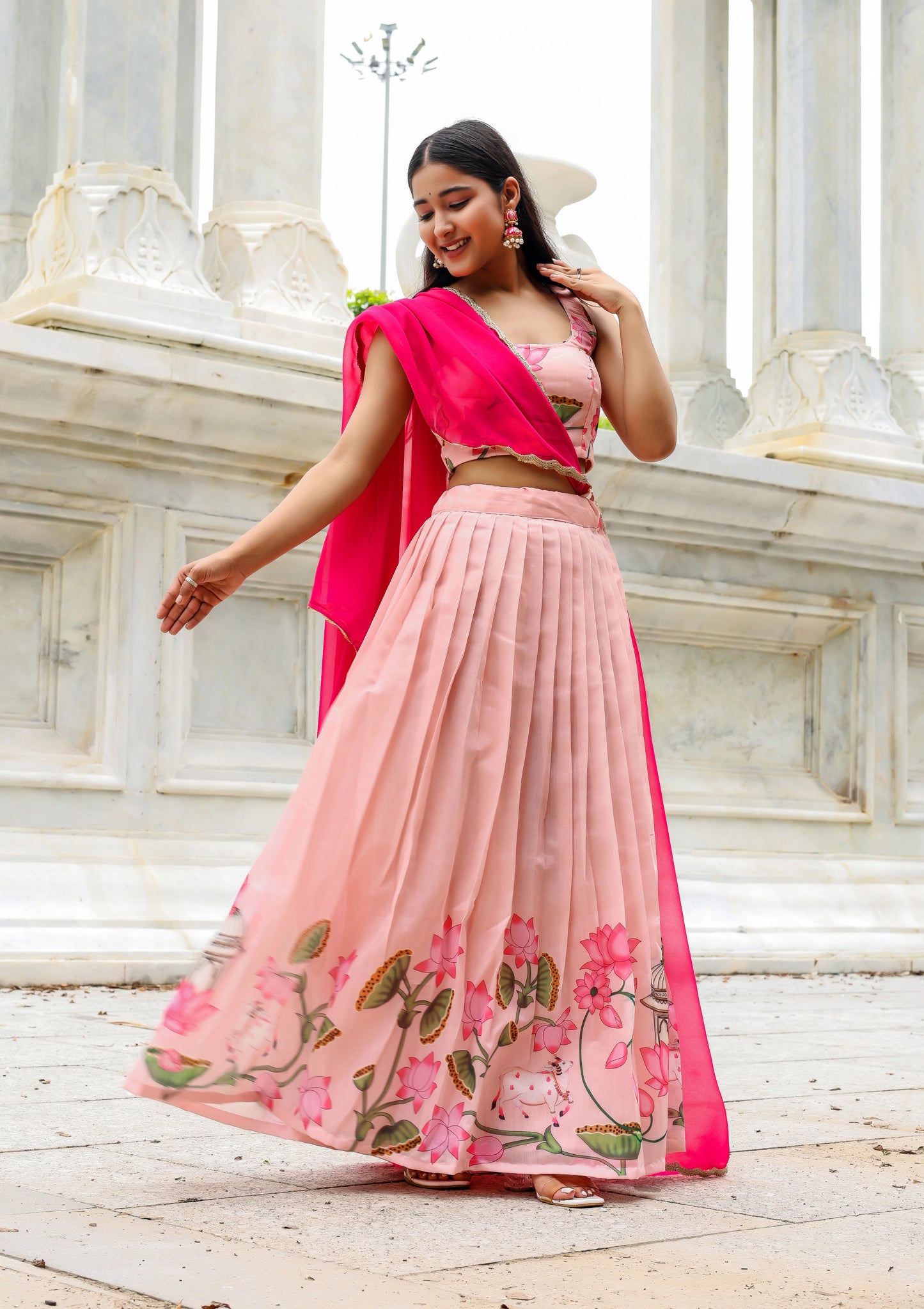 Lotus Bloom Chanderi Lehenga Set