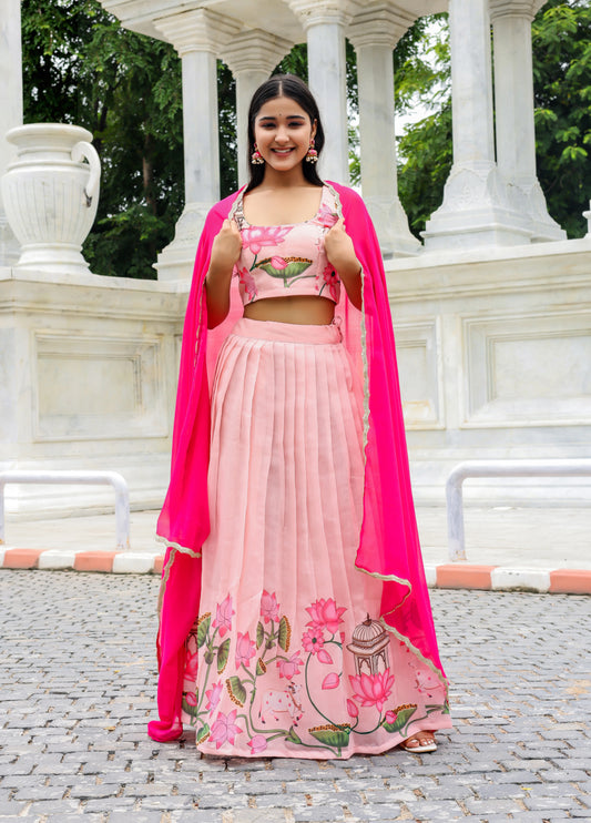 Lotus Bloom Chanderi Lehenga Set