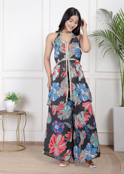 Charcoal  Chinon Halter palazzo set