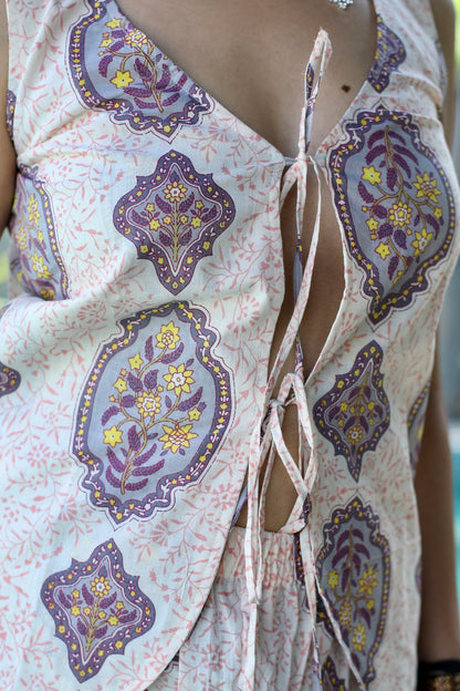 Pastel Tribal Print Tie-Up Shorts Co-ord Set