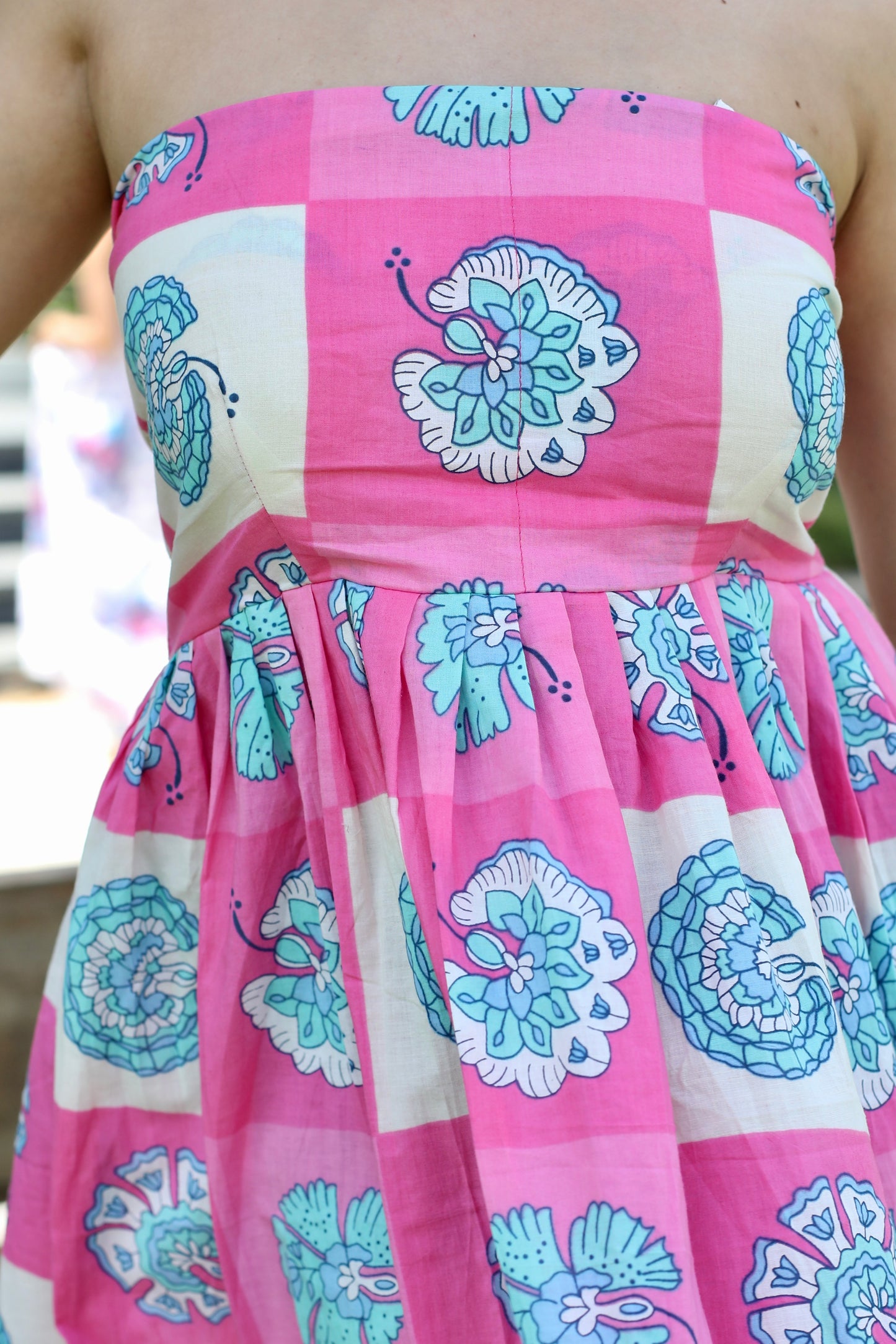 Pink Floral Cotton Tube Dress
