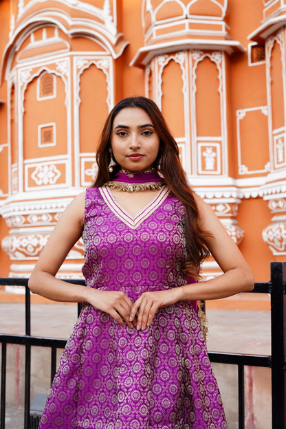 Royal Orchid Banarasi Anarkali Set