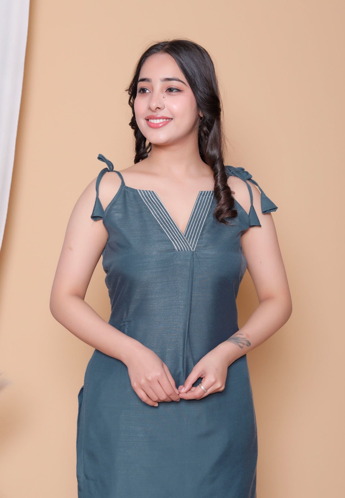 Zaria Tie-Up Kurta Set with Dhoti Pants