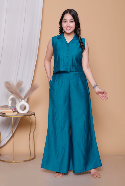 Teal Luxe Berlin Silk Co-ord Set