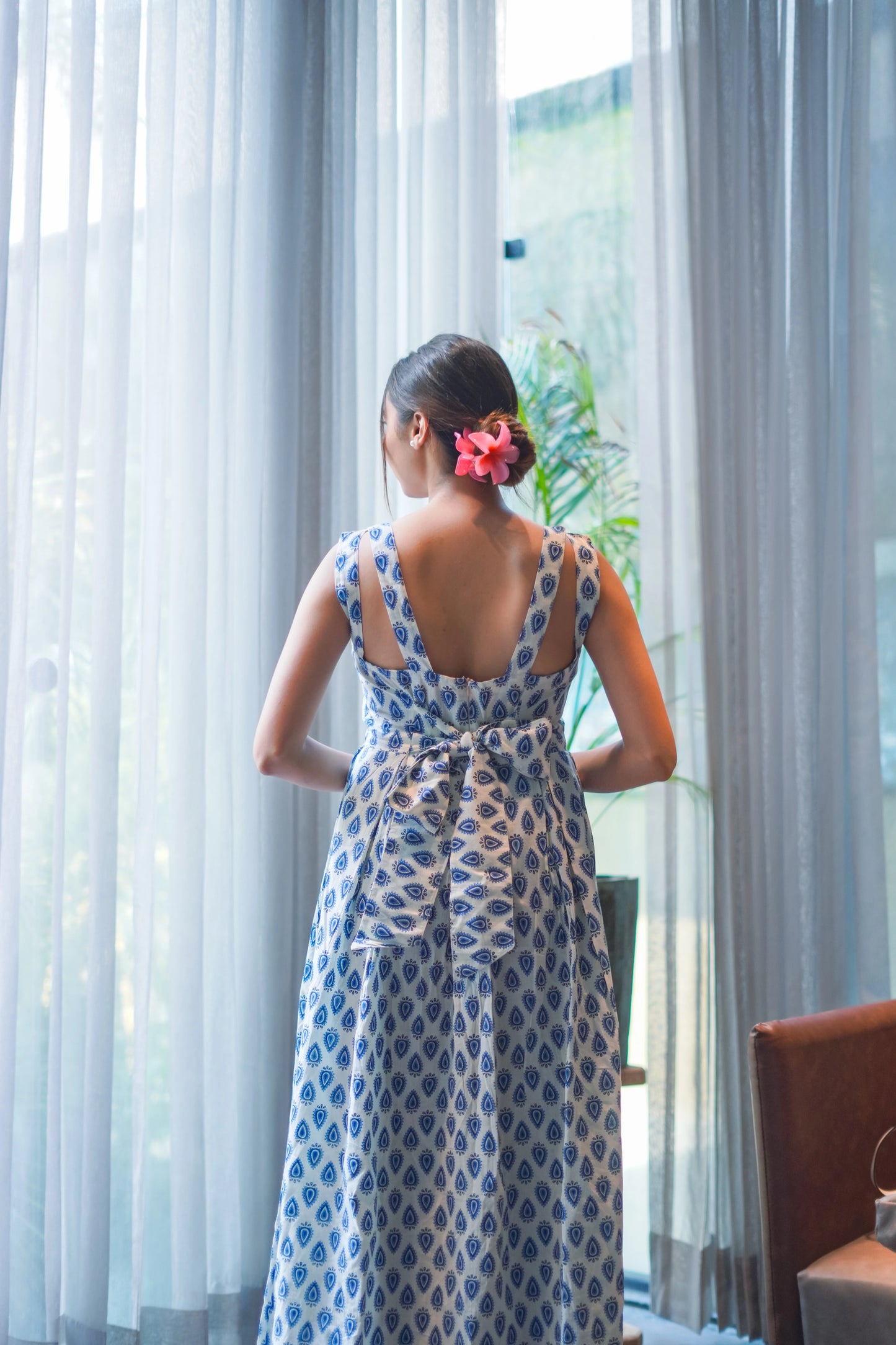 Neelika – Blue Handblock Cotton Maxi Dress