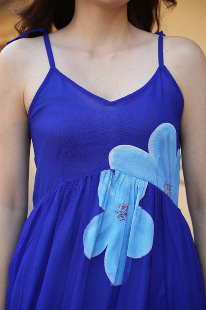 Royal Blue Hand Painted Maxi Dress