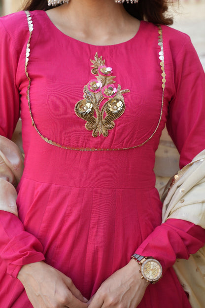 Hot Pink Anarkali Suit with Dupatta