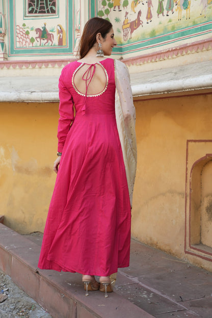 Hot Pink Anarkali Suit with Dupatta