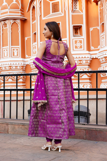 Royal Orchid Banarasi Anarkali Set