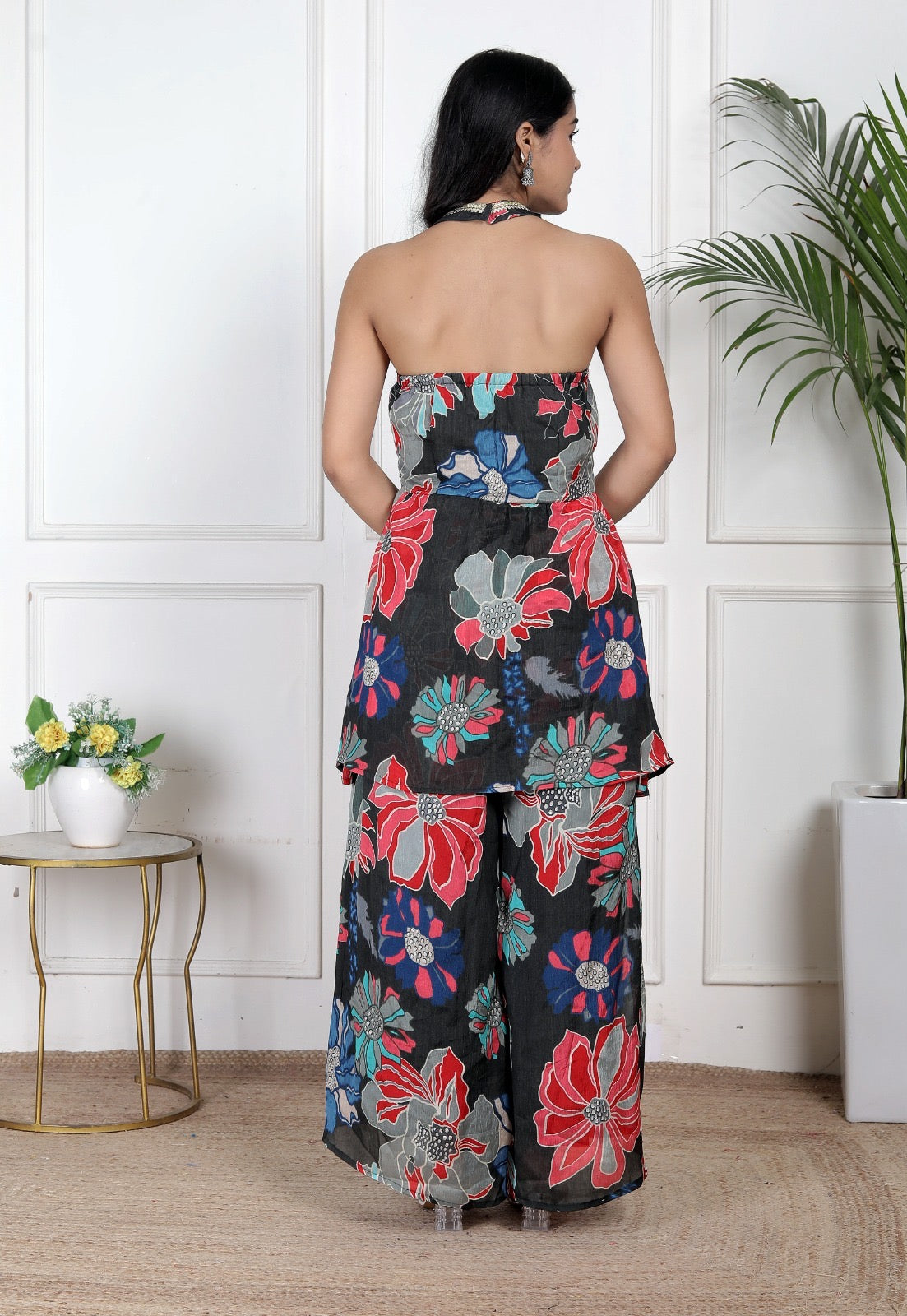 Charcoal  Chinon Halter palazzo set