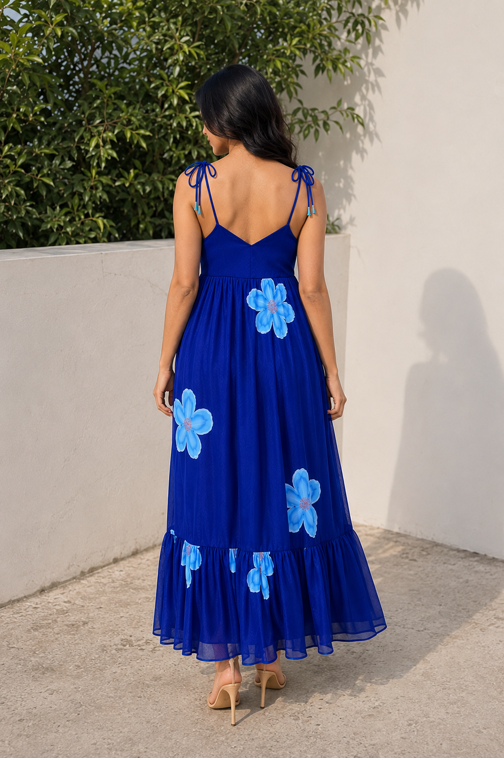 Royal Blue Hand Painted Maxi Dress
