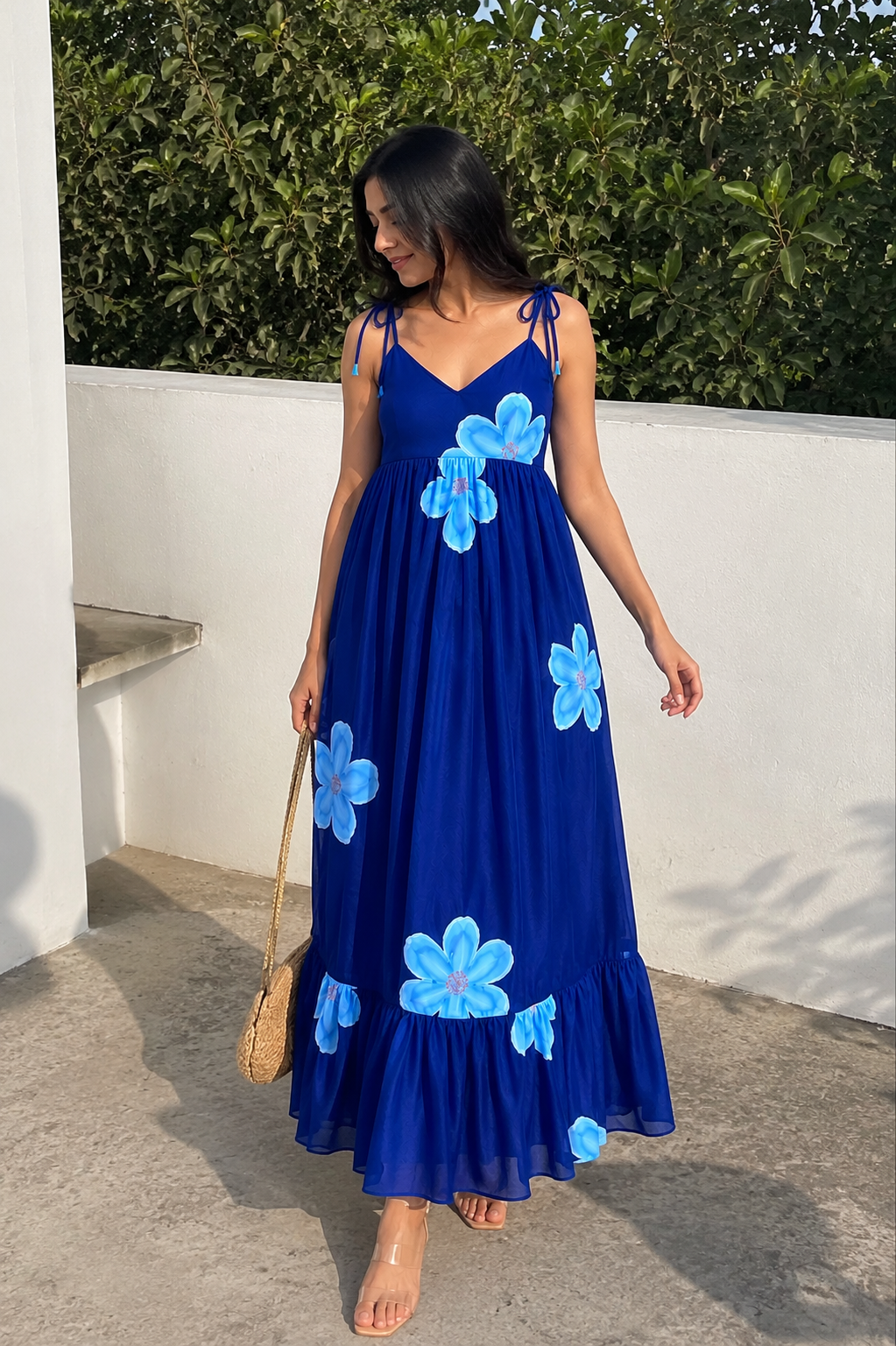 Royal Blue Hand Painted Maxi Dress