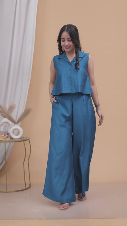 Teal Luxe Berlin Silk Co-ord Set